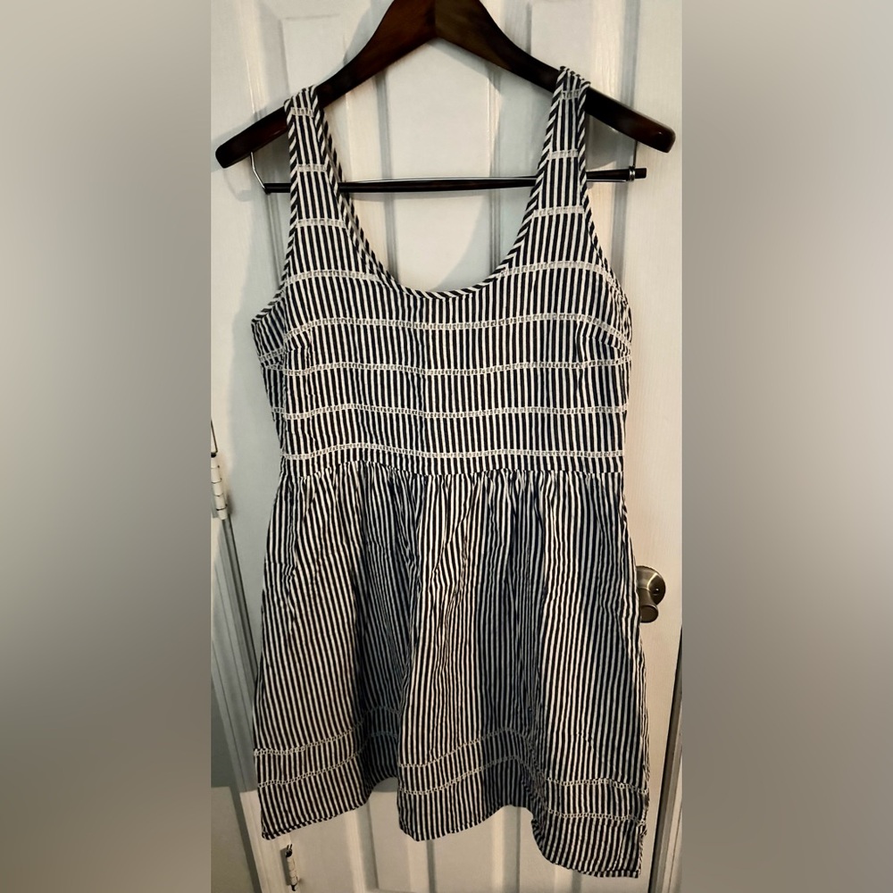 Old Navy White Tank Dress with Navy Trim